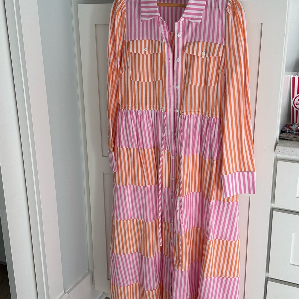 entro Striped Pink and Orange Maxi Dress